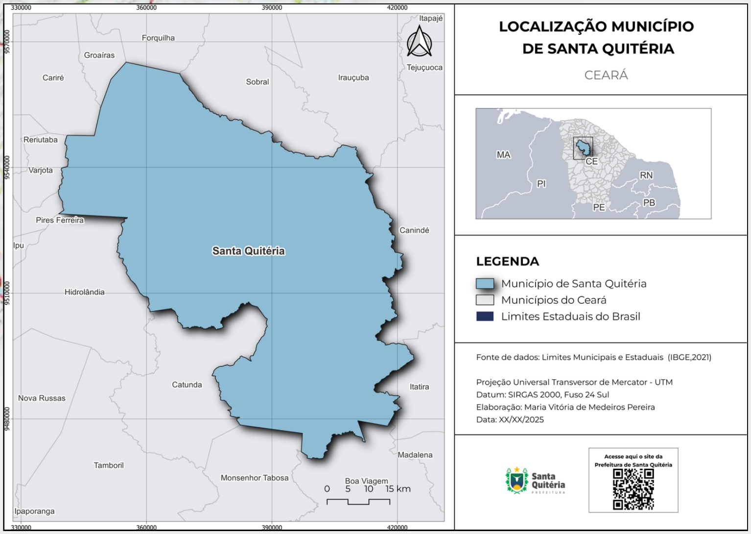 Mapa de localização do município de Santa Quitéria, Ceará